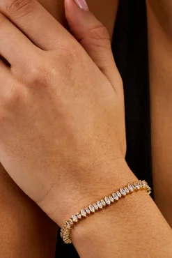 Iced Marquise Mixed Shape Bracelet - 5mm - Gold