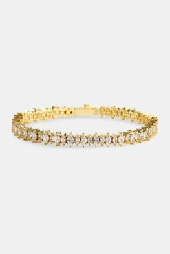 Iced Marquise Mixed Shape Bracelet - 5mm - Gold