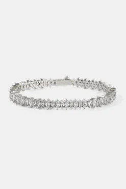 Iced Marquise Mixed Shape Bracelet - 5mm - White