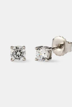 Iced Micro Round Stud Earrings - 4mm