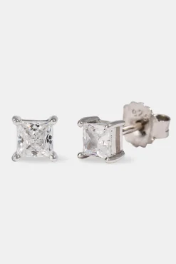 Iced Micro Square Stud Earrings - 4mm