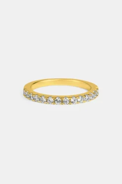 Iced Micro Tennis Ring - 2mm - Gold
