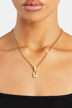 Iced Mini Bubble Pendant & Micro Cuban Chain - Gold