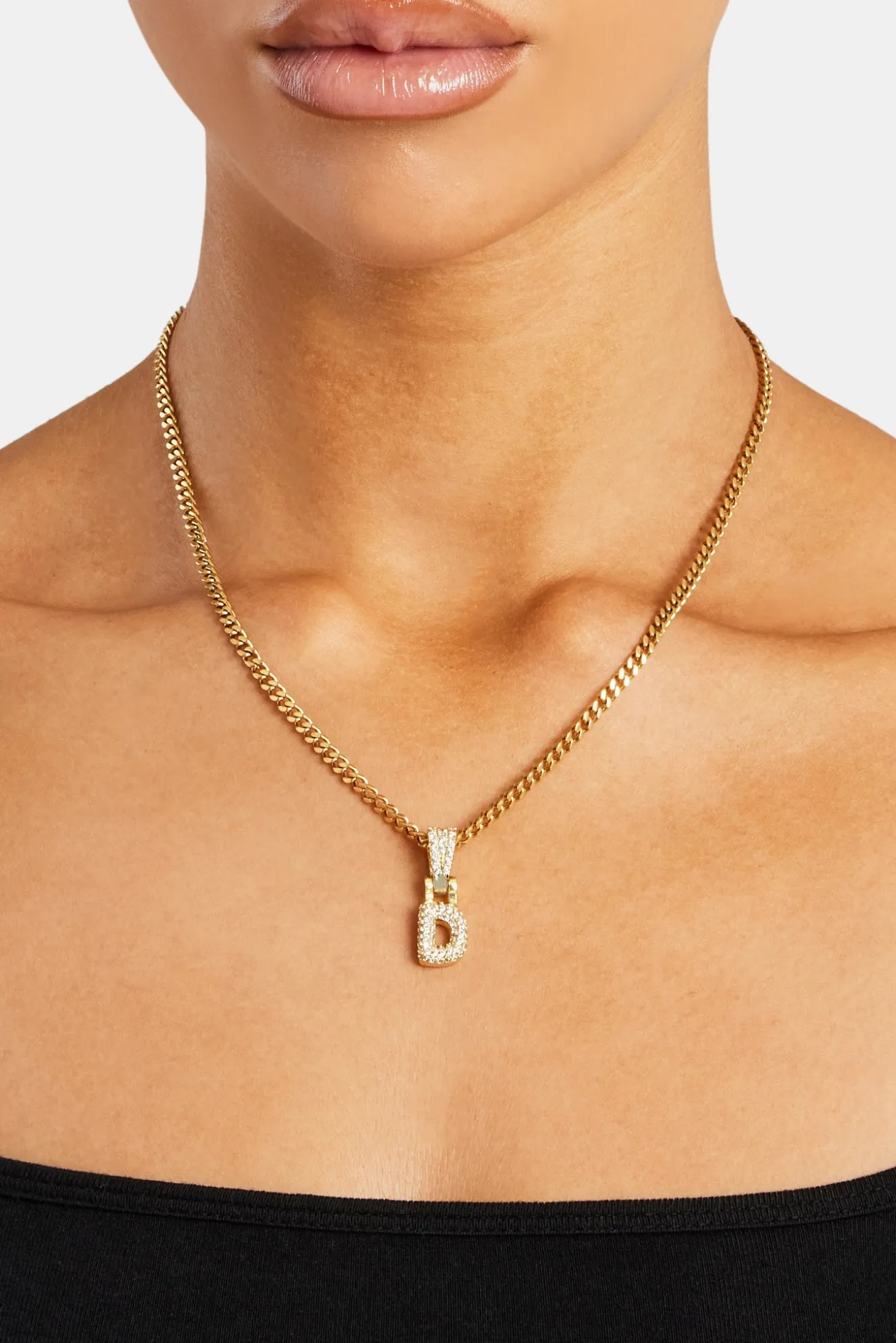Iced Mini Bubble Pendant & Micro Cuban Chain - Gold