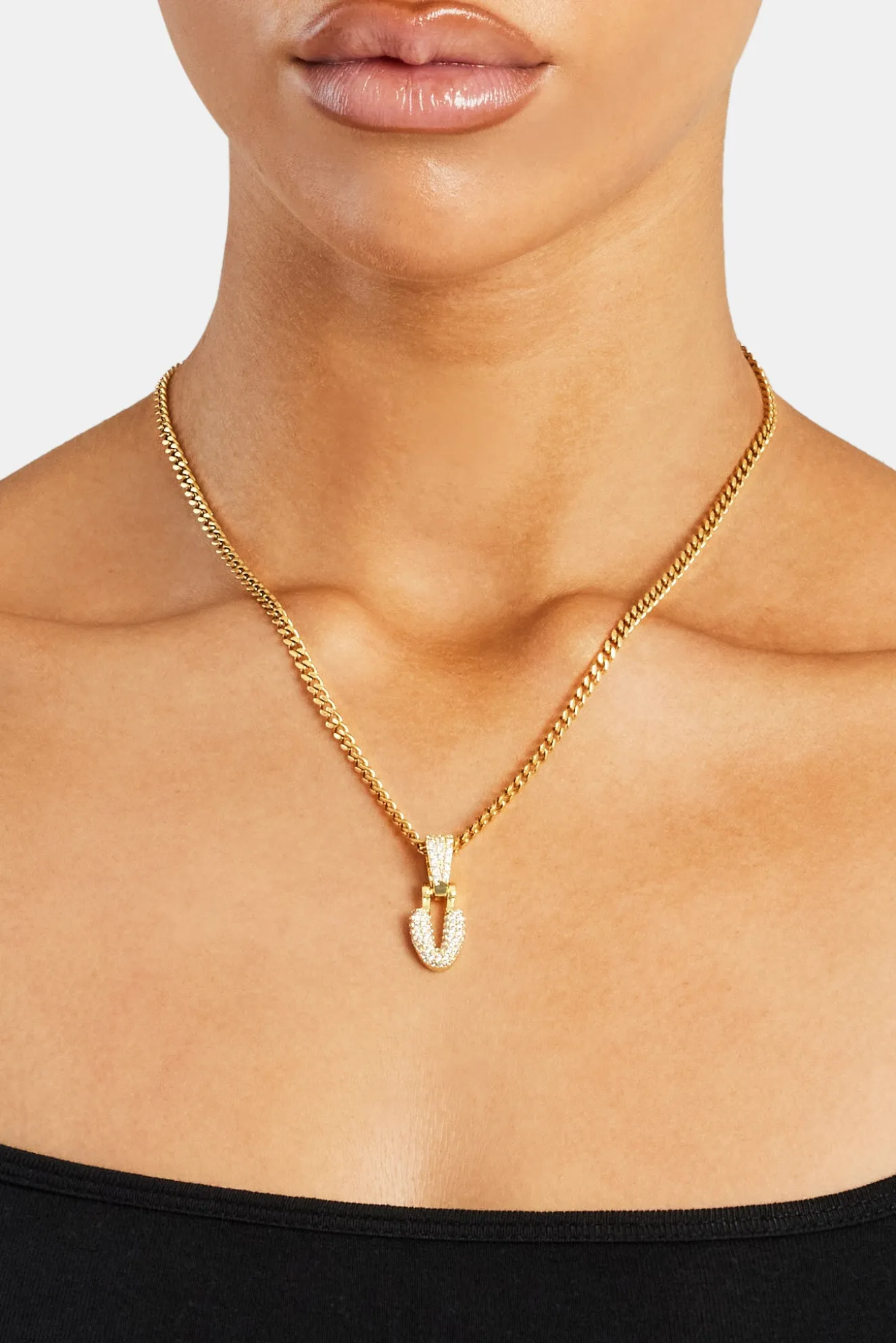 Iced Mini Bubble Pendant & Micro Cuban Chain - Gold