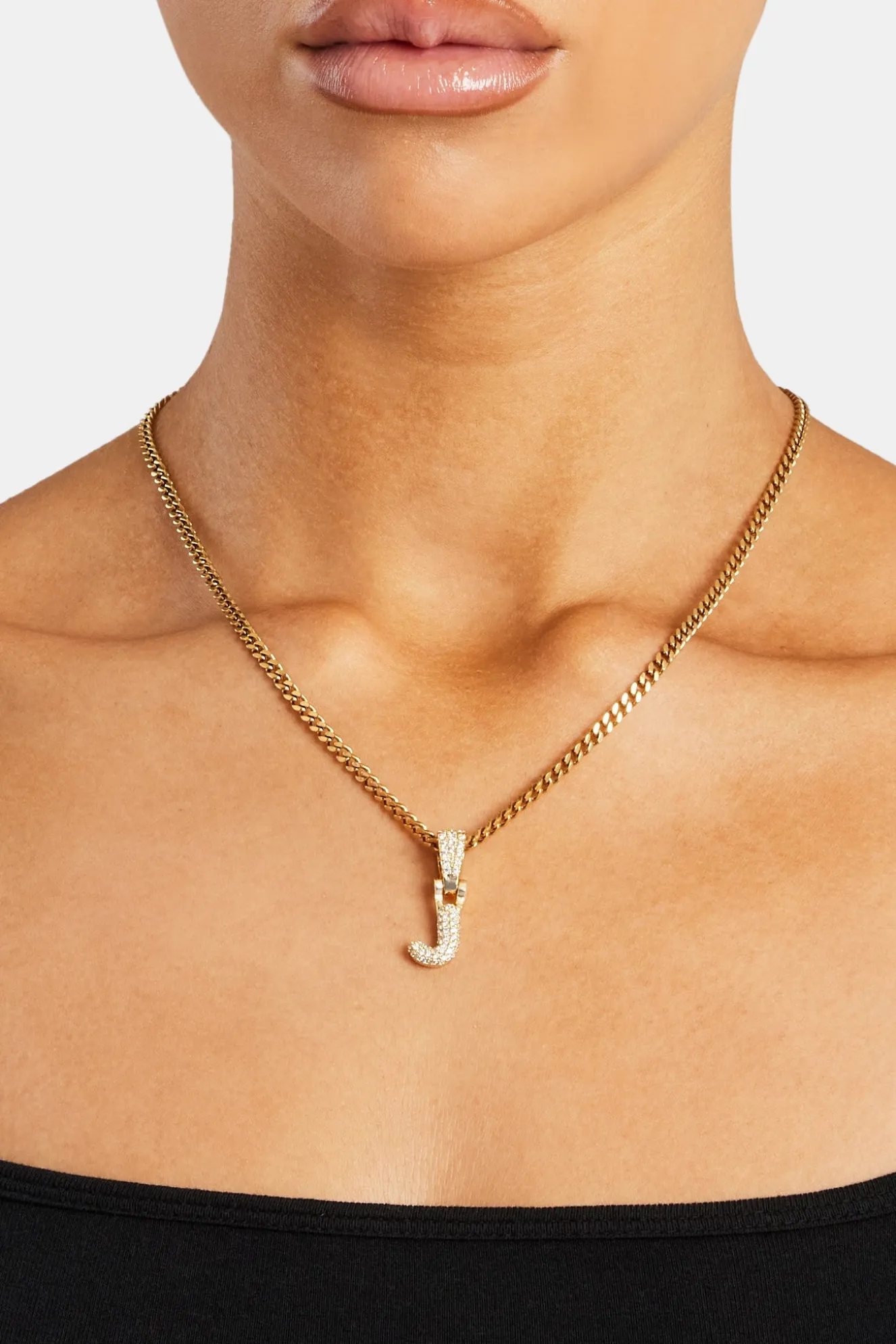Iced Mini Bubble Pendant & Micro Cuban Chain - Gold