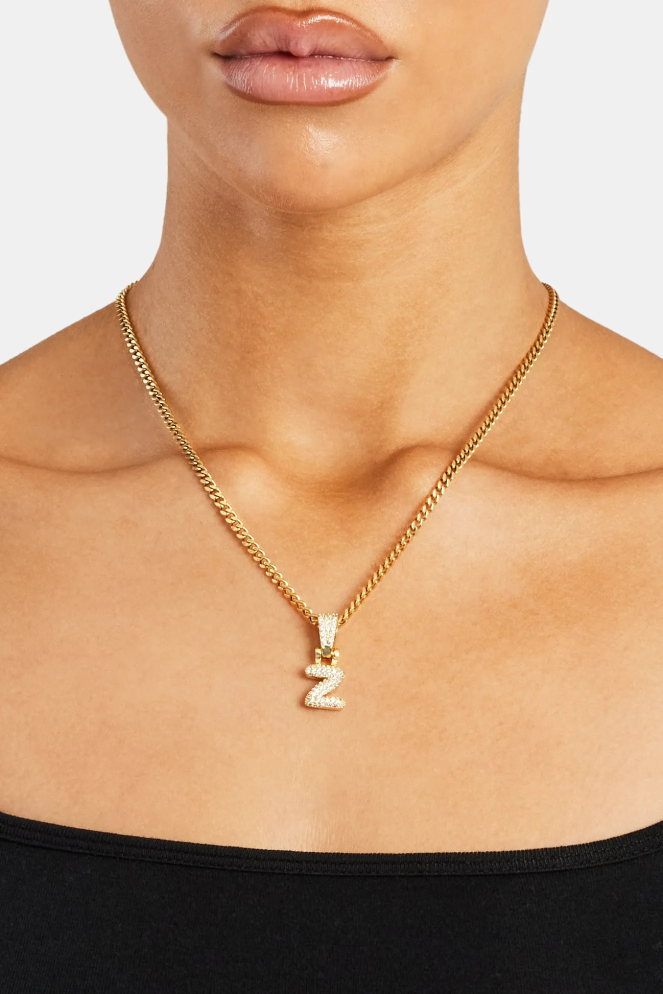 Iced Mini Bubble Pendant & Micro Cuban Chain - Gold