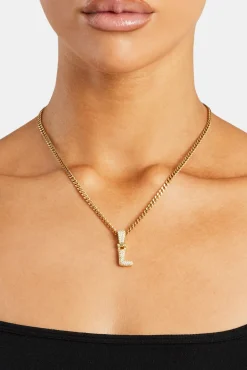 Iced Mini Bubble Pendant & Micro Cuban Chain - Gold