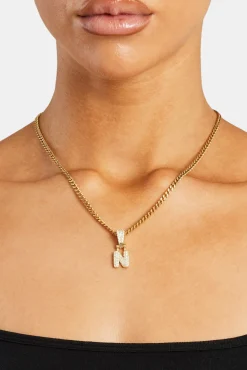 Iced Mini Bubble Pendant & Micro Cuban Chain - Gold