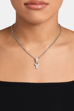 Iced Mini Bubble Pendant & Micro Cuban Chain - White