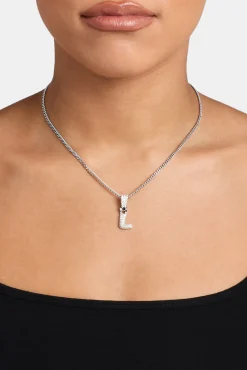 Iced Mini Bubble Pendant & Micro Cuban Chain - White