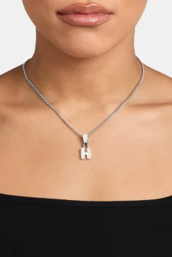 Iced Mini Bubble Pendant & Micro Cuban Chain - White