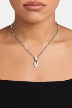 Iced Mini Bubble Pendant & Micro Cuban Chain - White