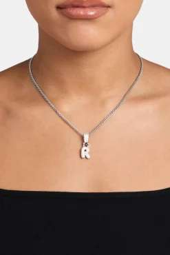 Iced Mini Bubble Pendant & Micro Cuban Chain - White