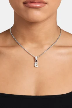 Iced Mini Bubble Pendant & Micro Cuban Chain - White
