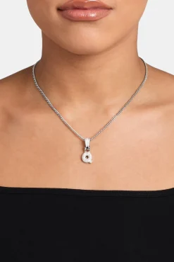 Iced Mini Bubble Pendant & Micro Cuban Chain - White