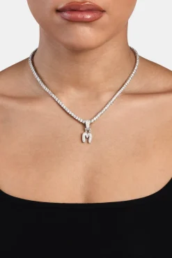 Iced Mini Bubble Pendant & Tennis Chain - White 3mm