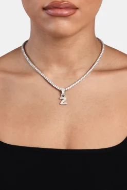 Iced Mini Bubble Pendant & Tennis Chain - White 3mm