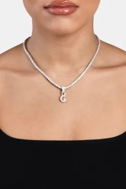 Iced Mini Bubble Pendant & Tennis Chain - White 3mm