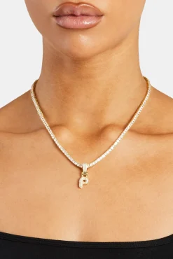 Iced Mini Bubble Pendant & Tennis Chain - Gold 3mm