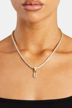 Iced Mini Bubble Pendant & Tennis Chain - Gold 3mm