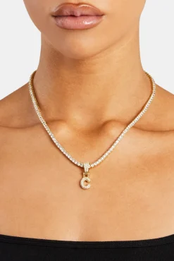 Iced Mini Bubble Pendant & Tennis Chain - Gold 3mm