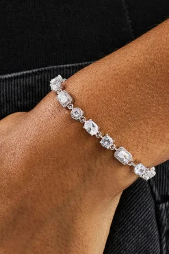 Iced Mixed Shape Bracelet - 5mm - White