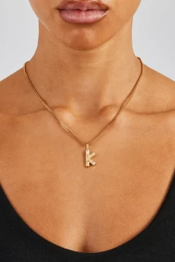 Iced Mixed Stone Letter Pendant - 25mm