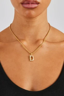 Iced Mixed Stone Letter Pendant - 25mm
