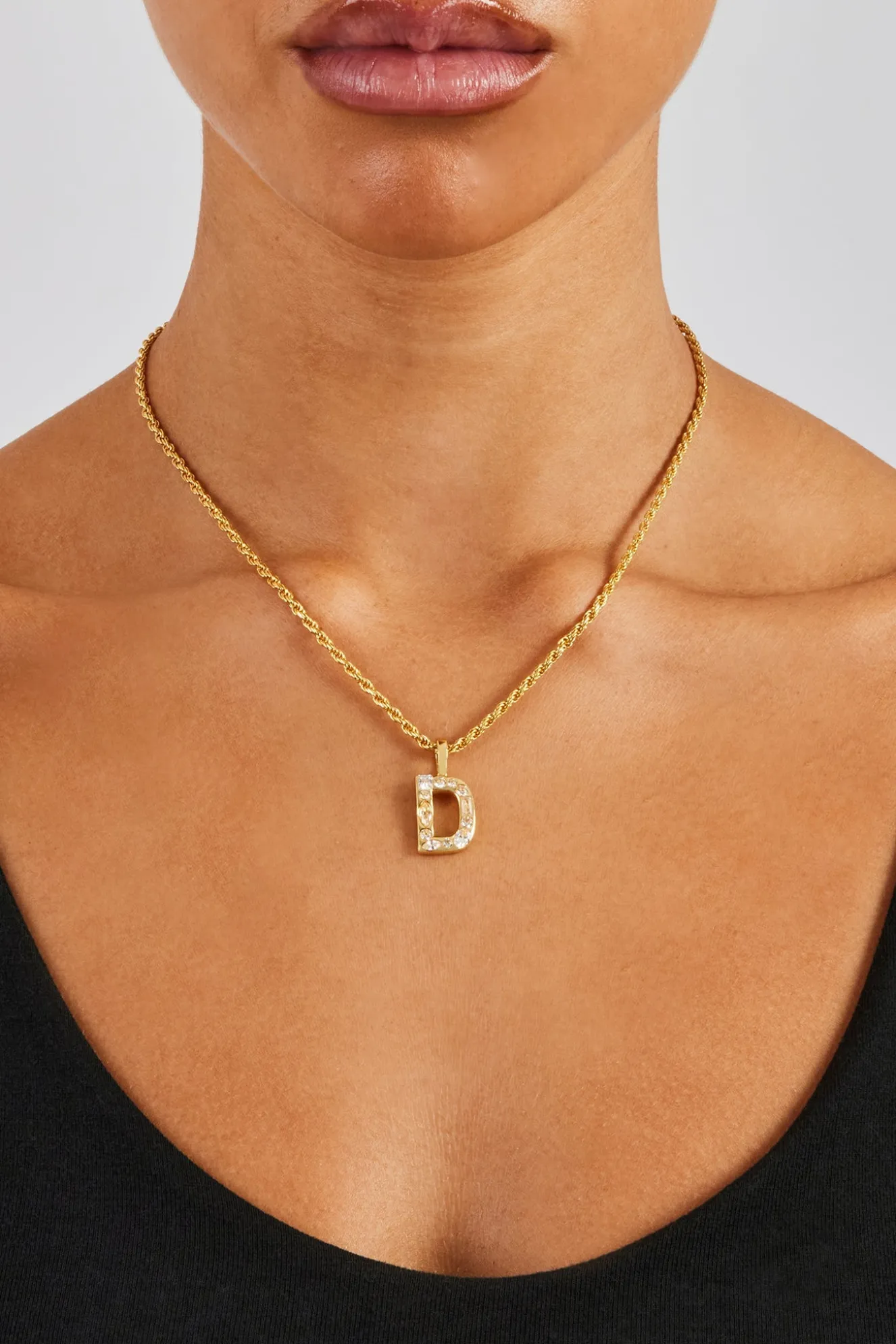 Iced Mixed Stone Letter Pendant - 25mm