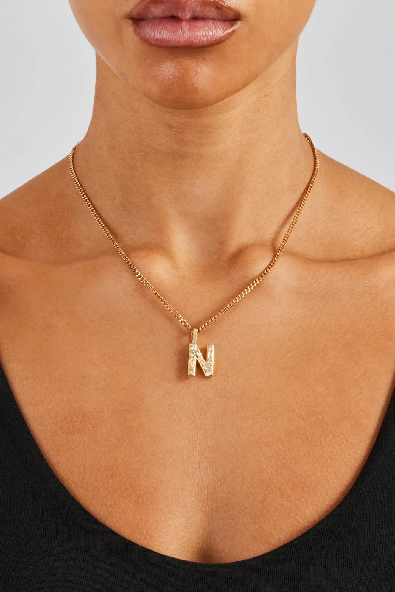 Iced Mixed Stone Letter Pendant - 25mm