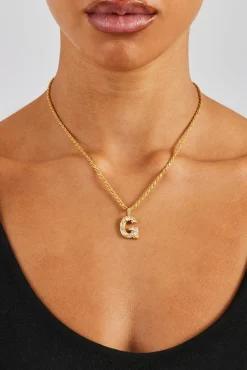 Iced Mixed Stone Letter Pendant - 25mm