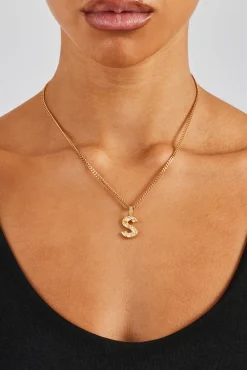 Iced Mixed Stone Letter Pendant - 25mm