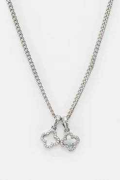 Iced & Mother Of Pearl Double Motif Necklace - 10mm