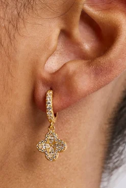 Iced Mother Of Pearl Drop Earrings - 10mm - Gold