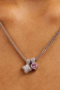 Iced Motif & Heart Cuban Necklace - 10mm - White