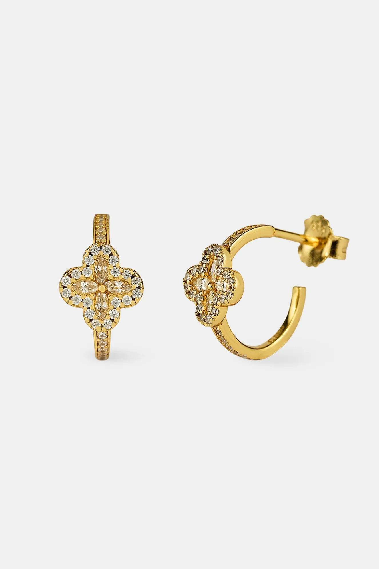 Iced Motif Hoop Earrings - 12mm - Gold