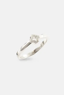 Iced Motif Outline Band Ring - 6mm - White