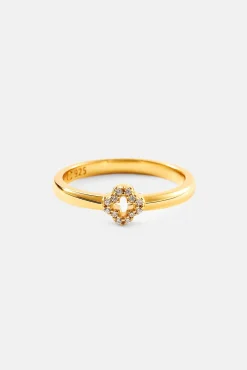 Iced Motif Outline Band Ring - 6mm