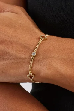 Iced Motif Outline & Gemstone Micro Cuban Bracelet - 2.5mm - Gold