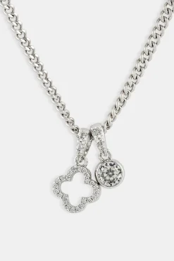 Iced Motif Outline & Gemstone Necklace - 10mm