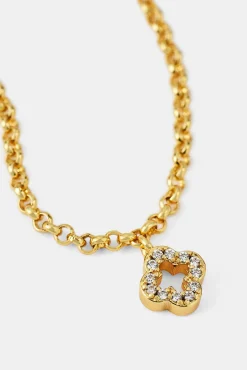 Iced Motif Outline Micro Necklace - 6mm - Gold