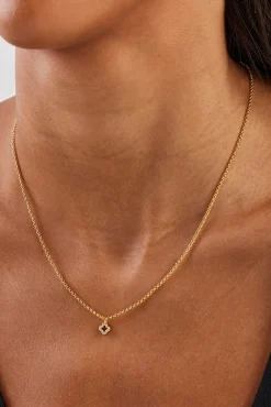 Iced Motif Outline Micro Necklace - 6mm - Gold