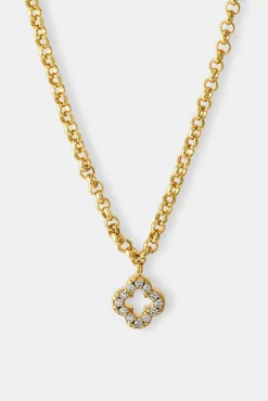 Iced Motif Outline Micro Necklace - 6mm - Gold