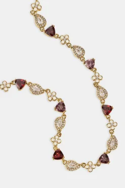 Iced Motif Pink Multi Gemstone Chain - 6mm