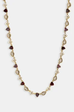 Iced Motif Pink Multi Gemstone Chain - 6mm