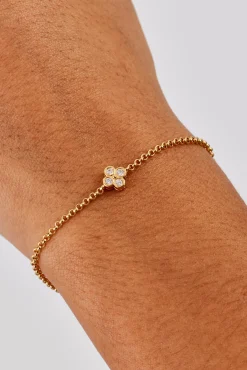 Iced Motif Rolo Bracelet - 6mm - Gold