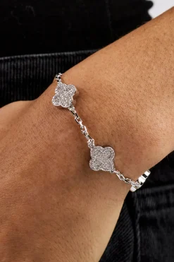Iced Motif Rolo Link Bracelet - 12mm - White