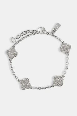 Iced Motif Rolo Link Bracelet - 12mm - White