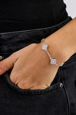 Iced Motif Rolo Link Bracelet - 12mm - White